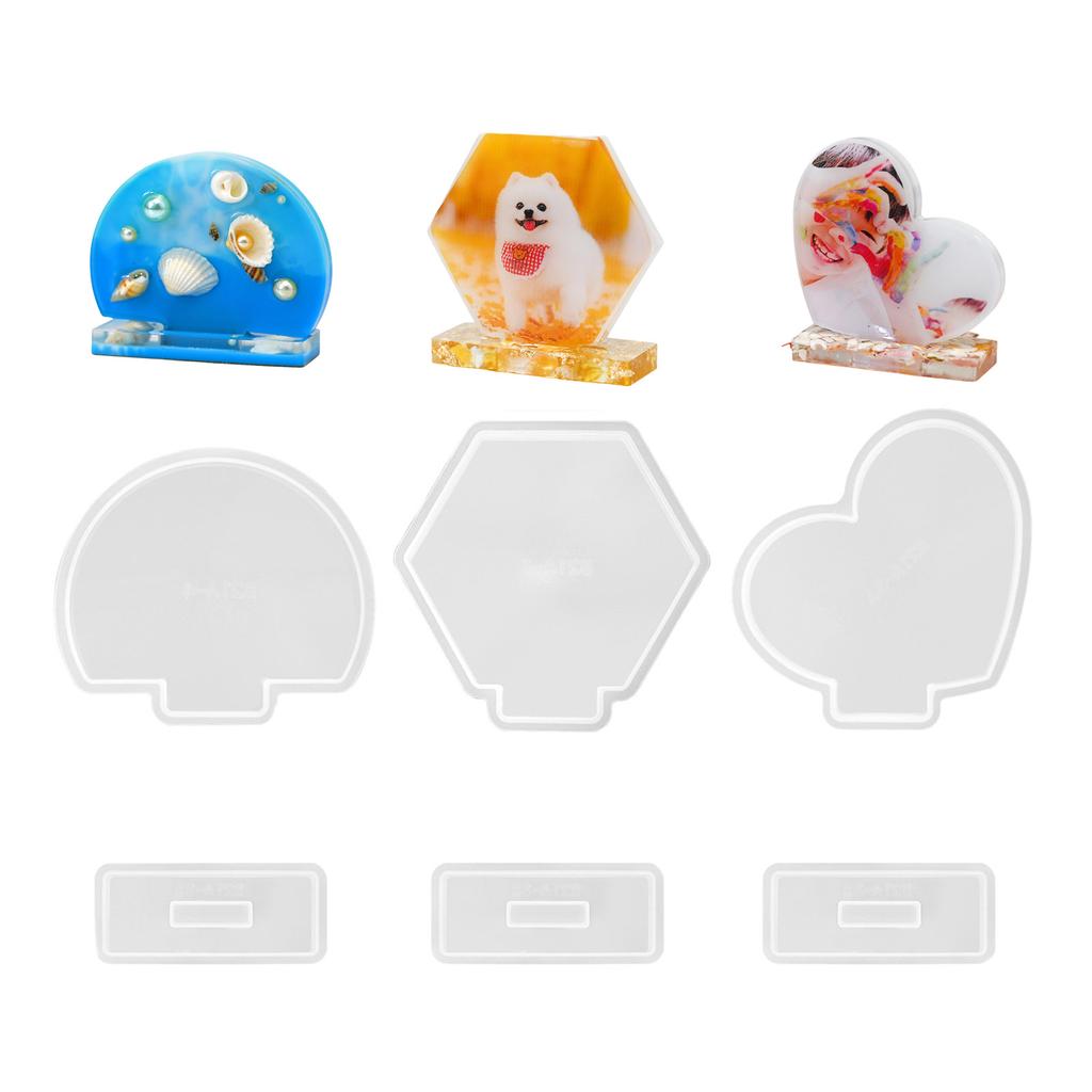 Home Decors Silicone Frame Mould DIY Heart Shaped Round Hexagon Photo Frame Decor Silicone Mold Set For Crafting