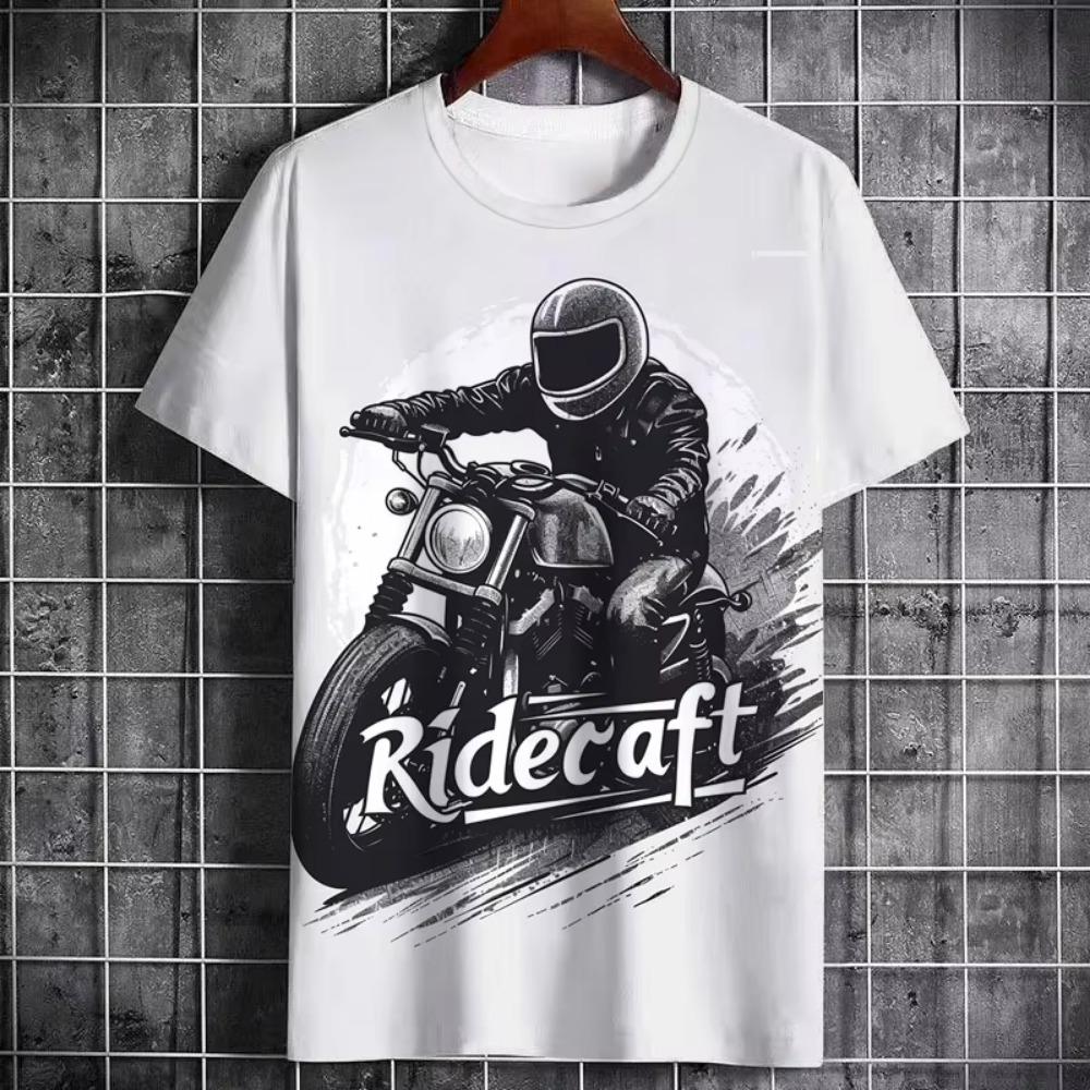 Винтажная футболка с тяжелым мотоциклетным принтом, летняя, мужская, уличный стиль крутого парня, личность, тренд, короткий рукав, большой размер, топ, одежда