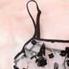 Women's Sexy Lingerie Two-piece Flocking Black Mesh Seductive Sexy Lingerie EMA