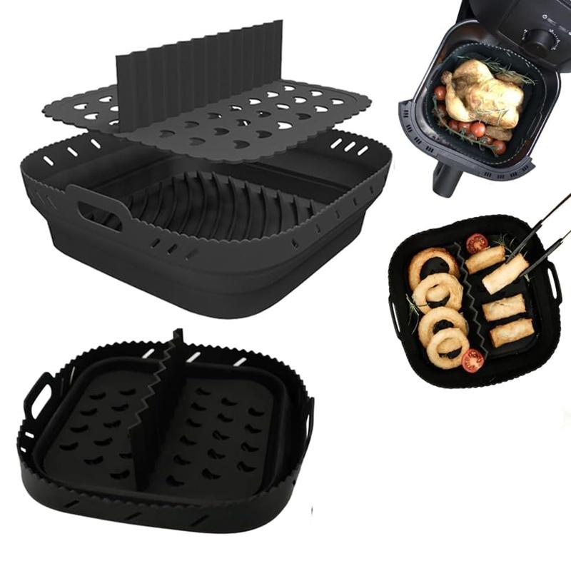 Air Fryer Silicone Basket Plate Square Reusable Air Fryer Cooking Accessories Foldable 8.5 Inch Airfryer Tool Baking Molds