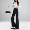 Vintage denim high-waisted and slightly pulled jeans for women's autumn and winter new Spice Girl slim-fit flared pants without legs