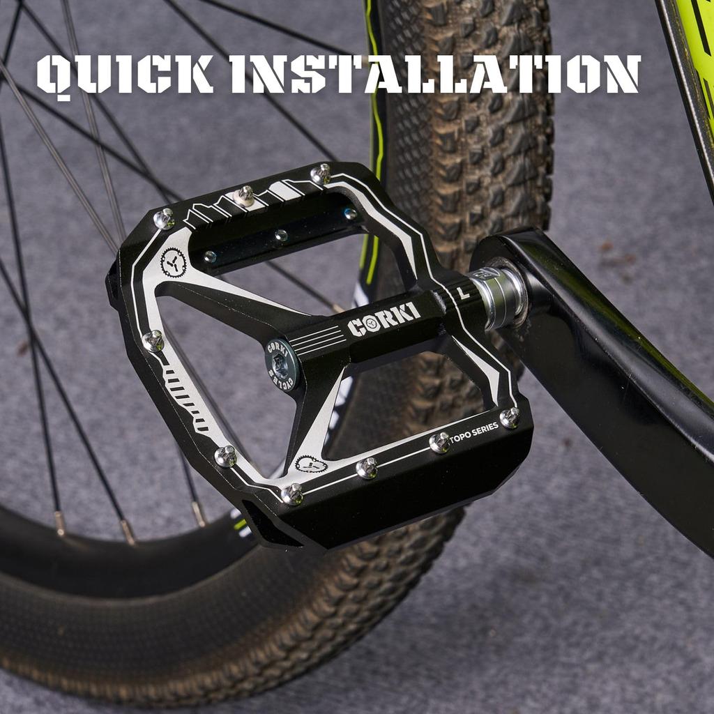 Велосипедные педали Corki Cycles, очень большие, плоские, для горного велосипеда, алюминиевый сплав, MTB, широкие педали, черные, педали, 4" - 9/16" -