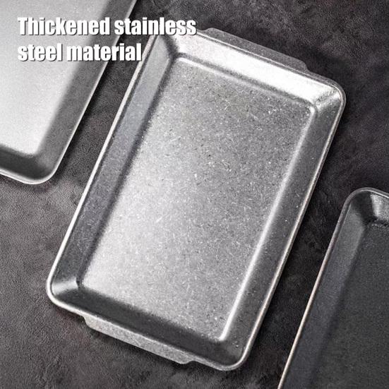 Vintage Stainless Steel Rectangular Tray Retro Industrial BBQ Platter with Double Handles Large Heavy Duty Serving Dish for Home