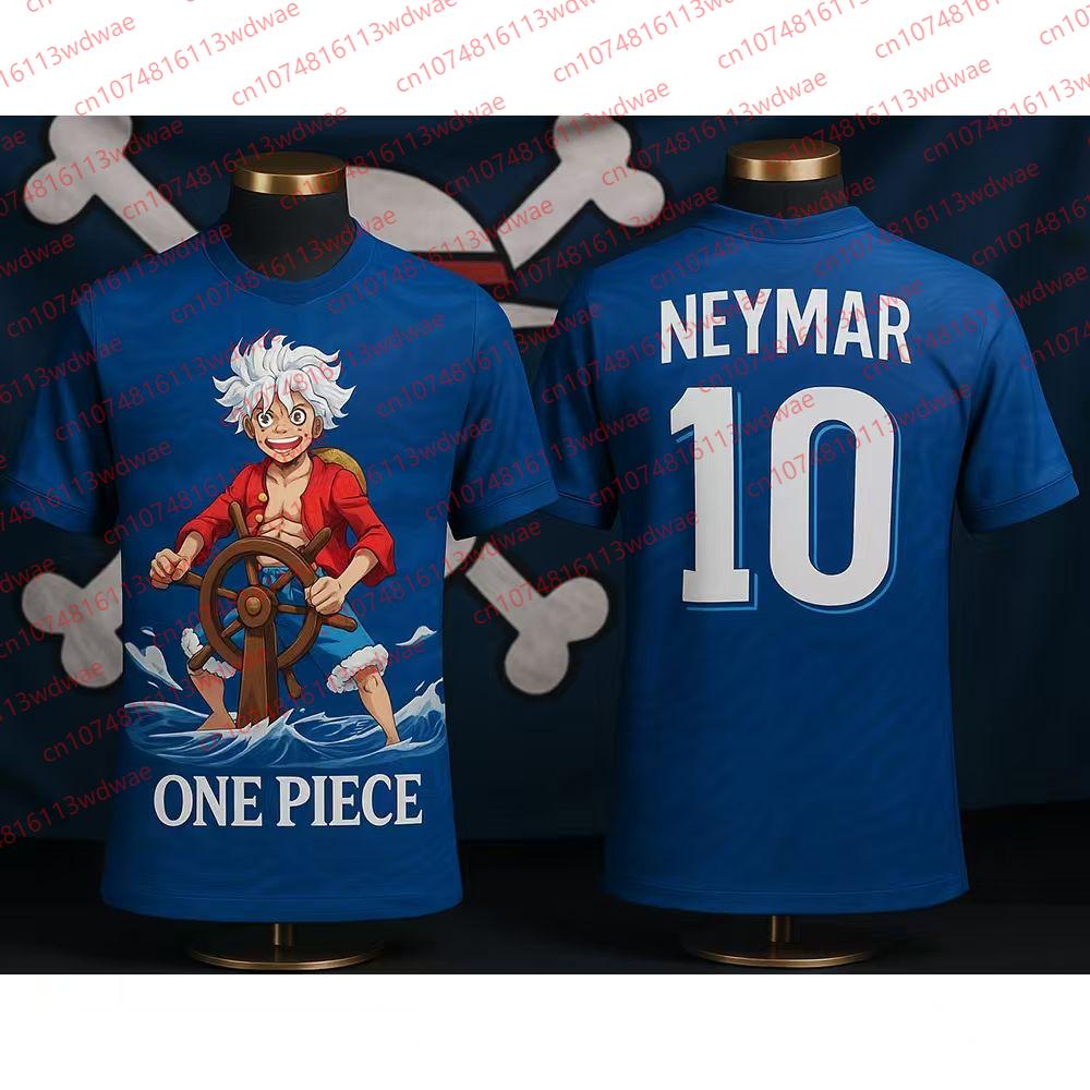 2026 One Piece Луффи Мужская Футбольная Майка Летняя С Коротким Рукавом Женская Футболка Мультяшный Японский Стиль Аниме Детская Одежда Футболка Топы