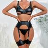 Сексуальный комплект нижнего белья для женщин Эротическое белье Сексуальные костюмы Черный Шнуровка Кожаное Бондаж Bielizna Etoryczna Damskie