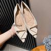 Fashion Flats Shoes Women Pointed Toe Soft Leather Black Beige Lady Fashion Flats Round Buckle Flat Sole Large Size 42 43 Loafers