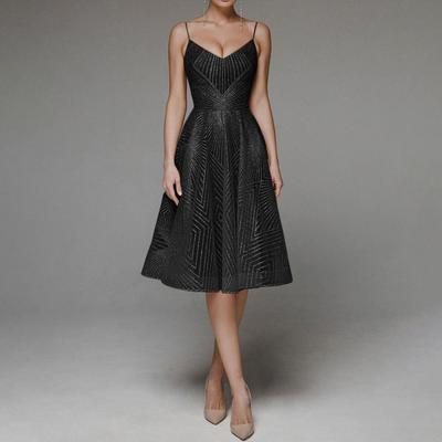 Вечернее платье с V-образным вырезом, А-силуэта, узкое, с высокой талией, на бретельках, платье-комбинация без рукавов и вышивкой для выпускного вечера