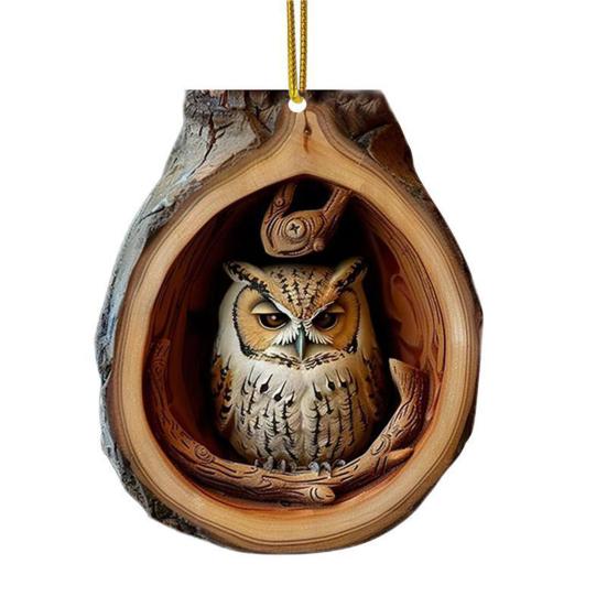 Сова Енот Рождественское Украшение 2D Печатный Акриловый Подвесной Декор для Елки Праздничная Животная Подвеска на Елку