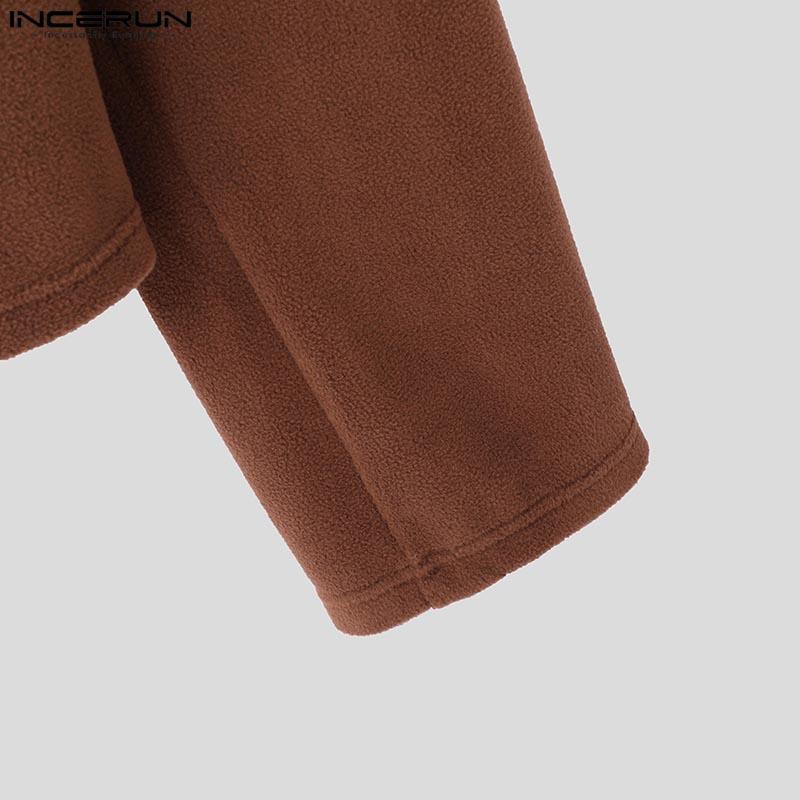 INCERUN Мужские весенние повседневные пальто из флиса с нестандартными лацканами и боковыми пуговицами