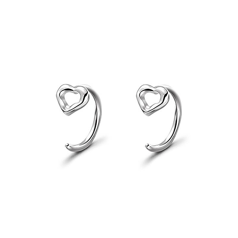 Love Ear Hook Exquisite Exquisite Versatile Sweet Mori Small Stud Earrings Commuting Fashion Hollow Design Heart Earrings