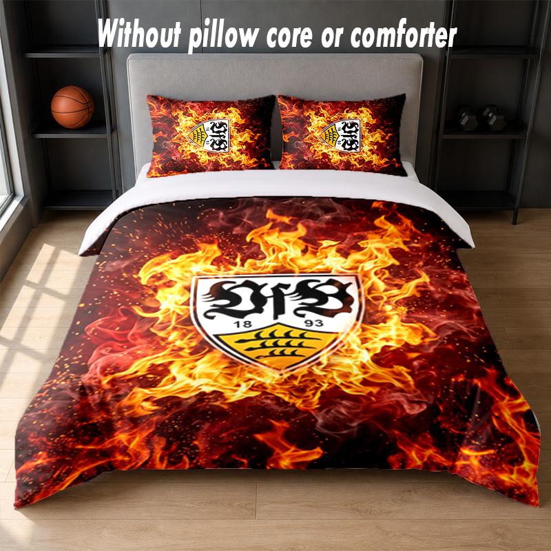 VfB Stuttgart Football Design Bed Bedding Set 1 Duvet Cover + 2 Pillowcases Soft Breathable Household Bed Linens