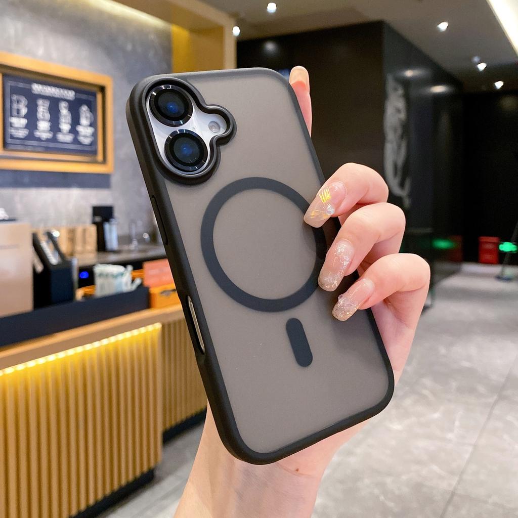 For iPhone 16 Case Compatible with MagSafe TPU+PC Phone Cover with Lens Film - Desert Gold