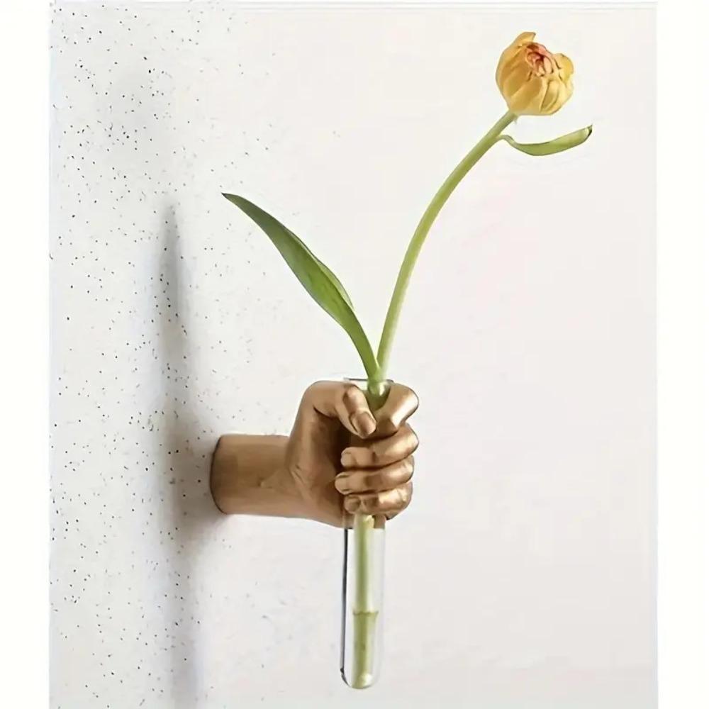 Simulations Hand Flower Wall Vase Decorative Flowers Handmade Wall Mounted Vase Resin Room Decoration Decorative Vases Home