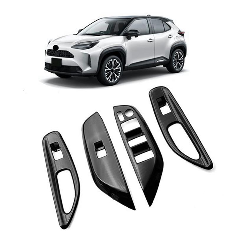 A87Q-Car Glossy Black Window Glass Lift Button Trim Switch Cover Door Armrest Panel for Toyota YARiS Cross - LHD