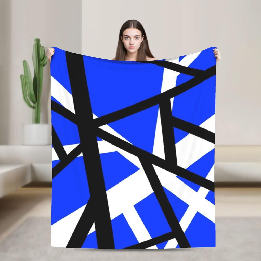 Warm Cozy Blankets Plane Travel Van Halen Blue Rock Stripes Throw Blanket Graphic  Bedspread For Sofa Home
