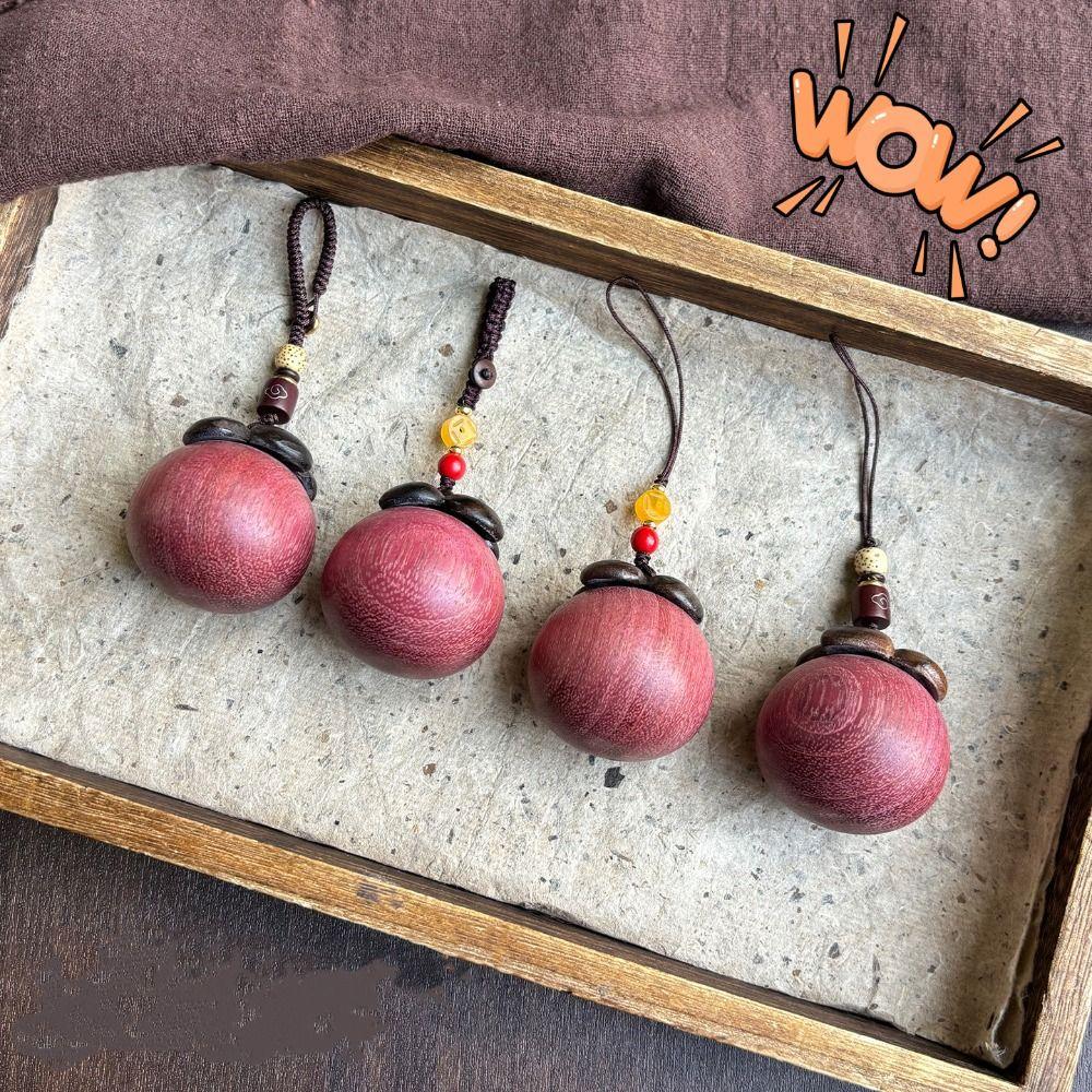 Strawberry Sandalwood Keychain Chinese Style Car Keyring Wooden Pendant Phone Chain Decoration