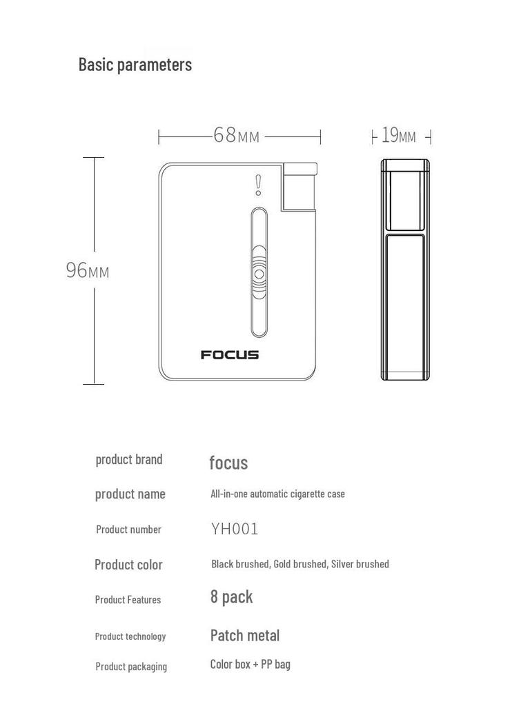 Focus YH001 Portable Cigarette Case with Replaceable Lighter - Creative, Separable Design