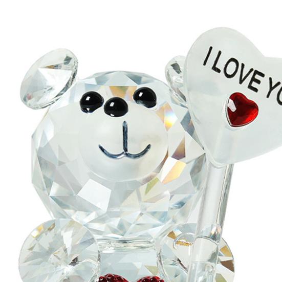 Clear Bear Figurine Valentine's Day Gift I Love You Faux Crystal Bear