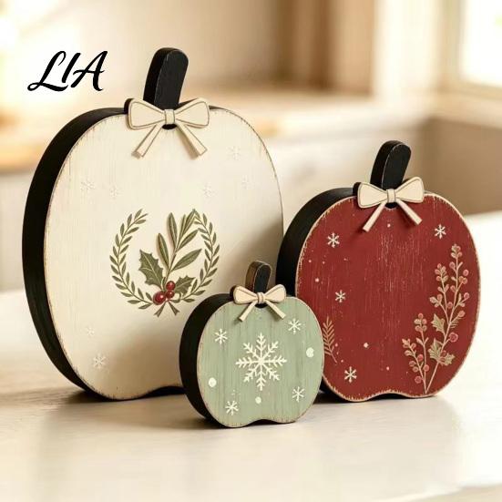 Decorative Wood Signs for Shelves 3Pcs/Set Christmas Wooden Ornaments, Rustic Gingerbread Man Tree Tiered Tray Tabletop Ornaments Decor, Farmhouse