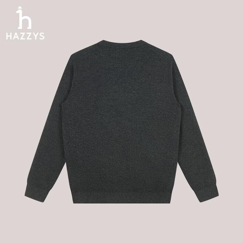 Мужской однотонный шерстяной свитер HAZZYS с круглым вырезом ABYZD0BDD21
