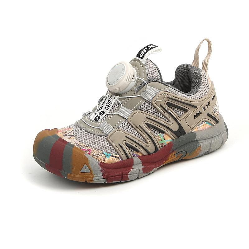 Kids Rotating Buckle Outdoor Sneakers Autumn Soft Sole Non Slip Hiking Running Shoes Boys Girls Lightweight Breathable Walking Trainers