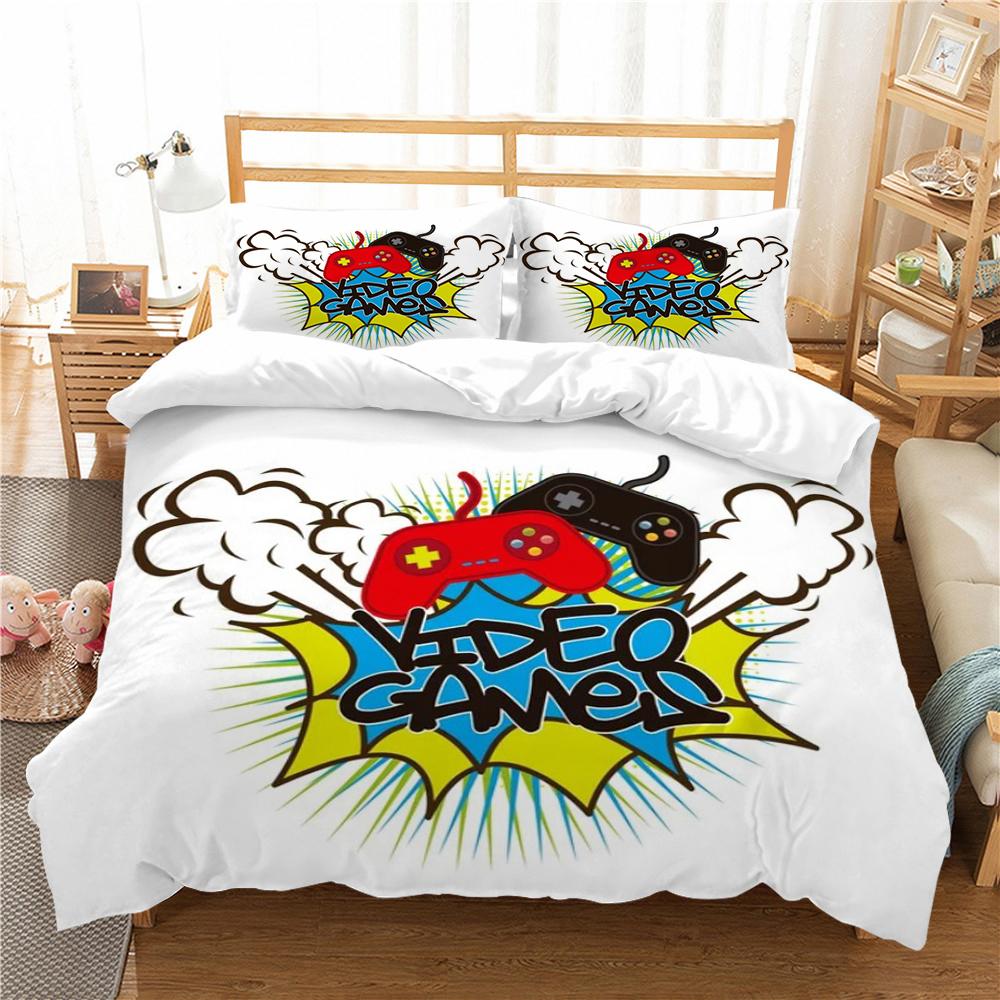 Fashion 3D Gamepad Bedding Suit Quilt Cover Bed Set Home Bedroom Bed Decor Microfiber Soft Pillowcase Kids Gift
