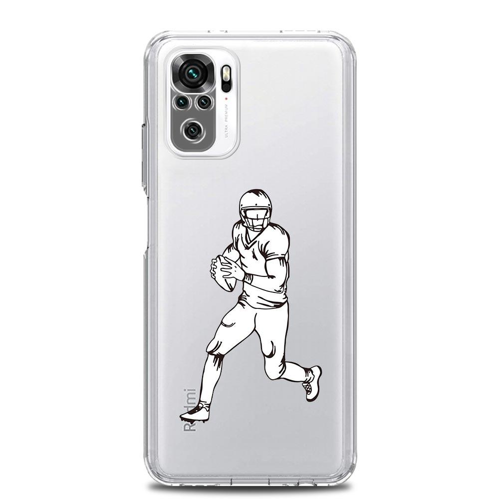 Phone Case For Xiaomi Redmi Note 13 12 5G 9S 9 8 10 11 Pro Plus 4G 9T 13C 12C 10C 9C 9A 7 Pro Clear Cover Rugby Ball