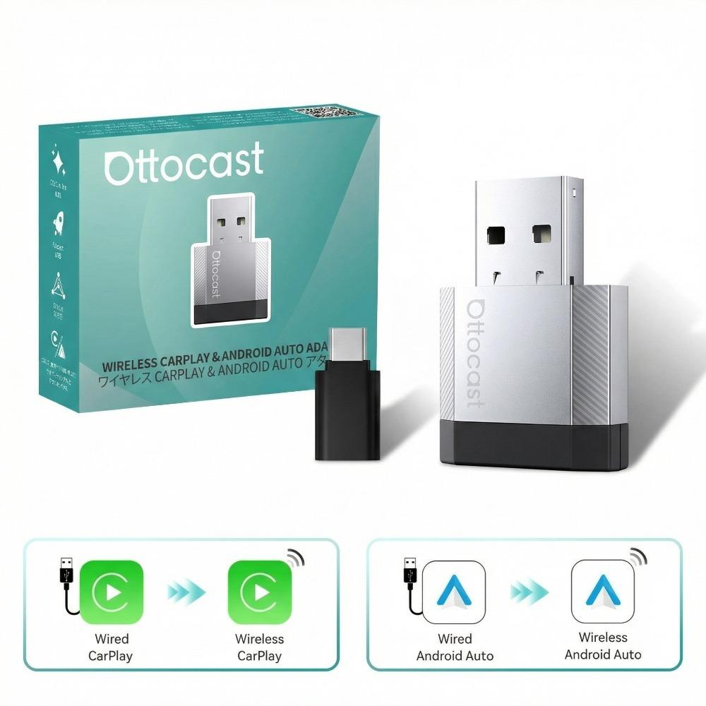2026 НОВЫЙ OTTOCAST 2-в-1 MINI NOVA Проводной на Беспроводной Адаптер CarPlay Android Auto Plug and Play