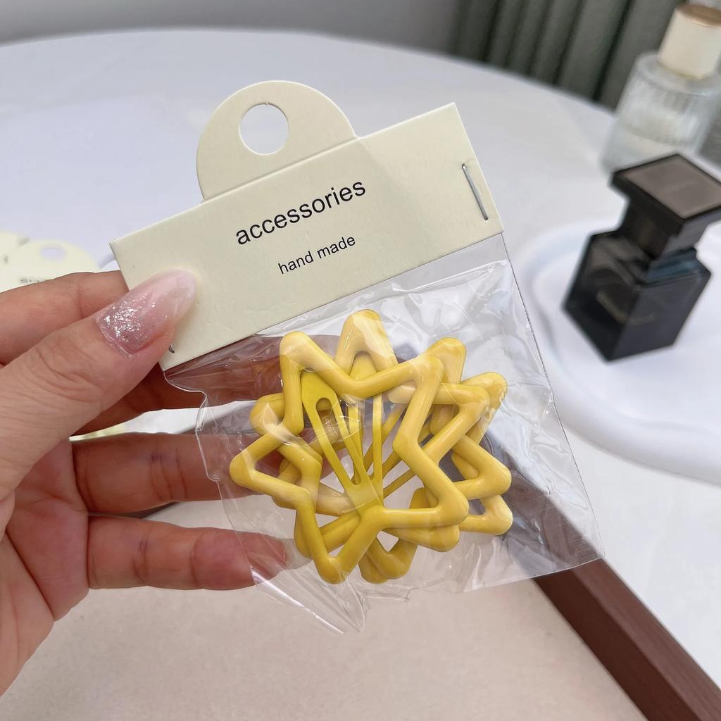 5 шт., шпильки-невидимки для девочек в виде звездочек конфетного цвета, крутые металлические заколки для волос в виде пентаграммы для девочек, аксессуары для головных уборов в стиле Харадзюку