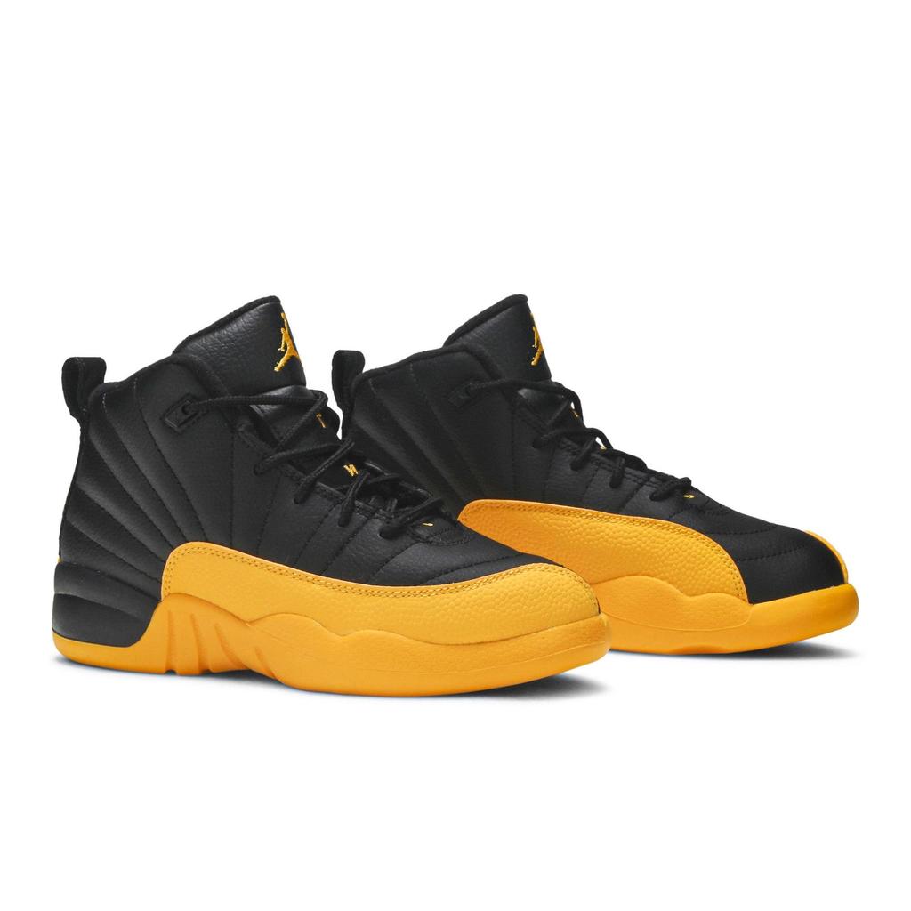 Air Jordan 12 Retro PreSchool 'University Gold' (Unisex) Black / Black / University Gold Kids' Basketball Shoes 151186 070