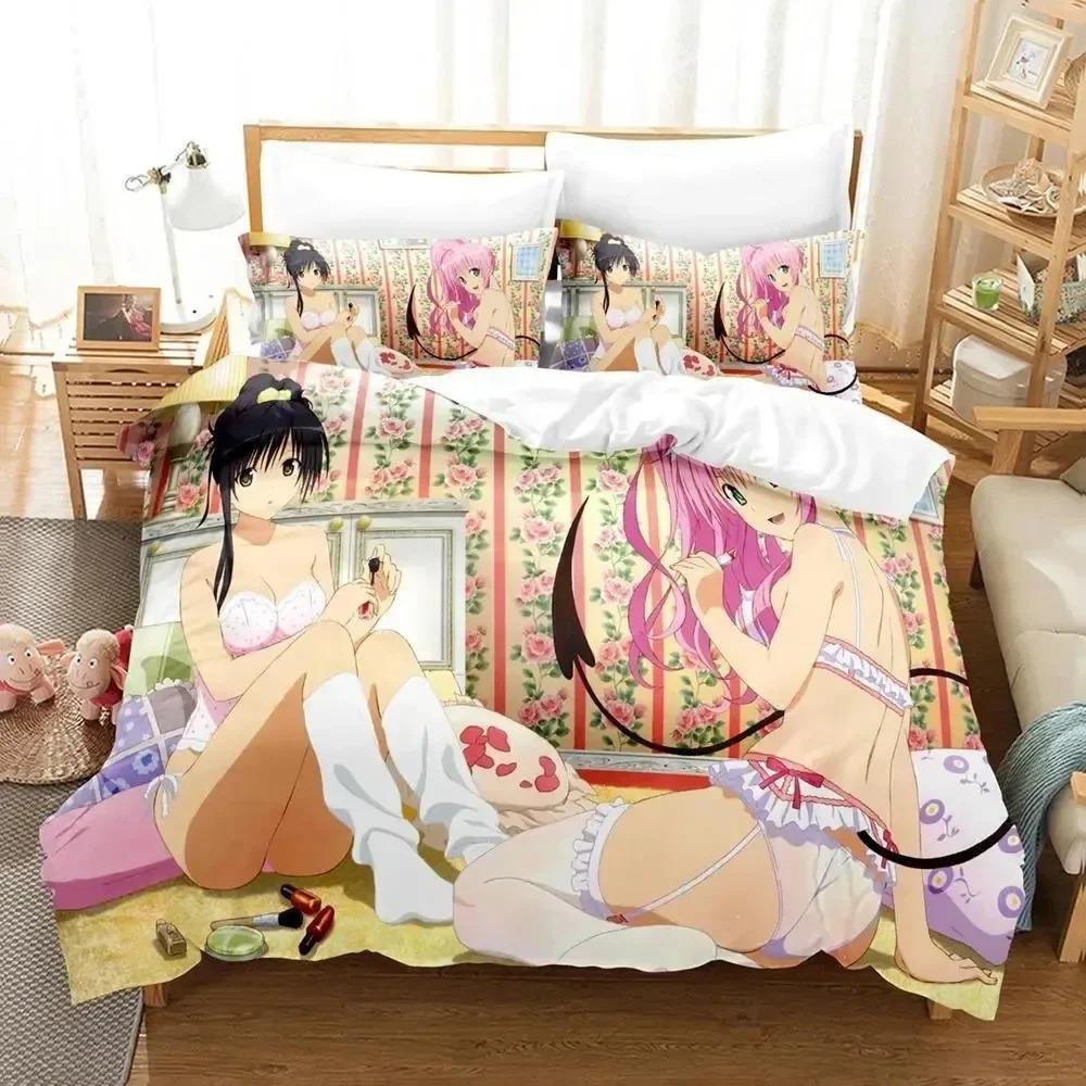 Аниме Yami To LOVE-Ru Постельный комплект Пододеяльник Комплект для кровати Покрывало Наволочка Одеяло Кинг Размер Королева Размер Мальчики Взрослые