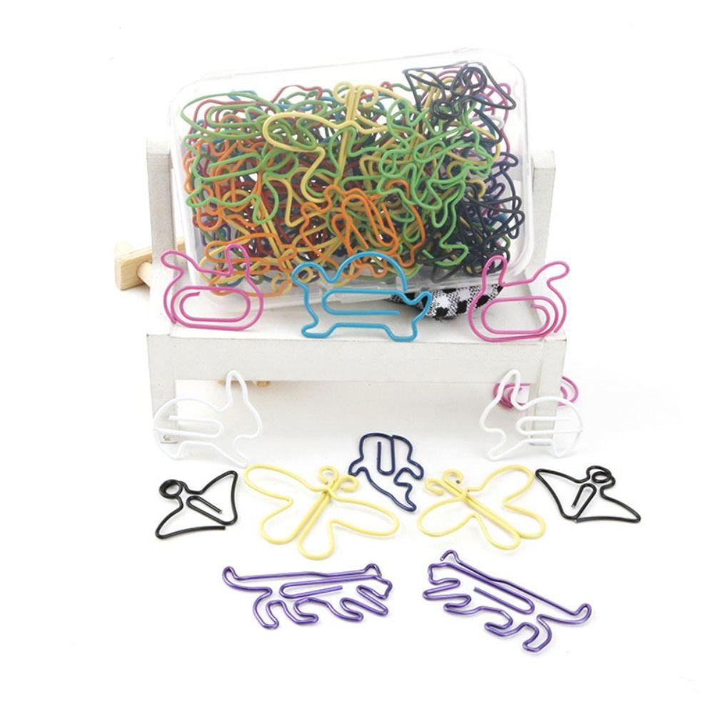 60pcs Plastic-coated Metal Paper Clip 12 Kinds Memo Clips Bookmarks School Stationery Office