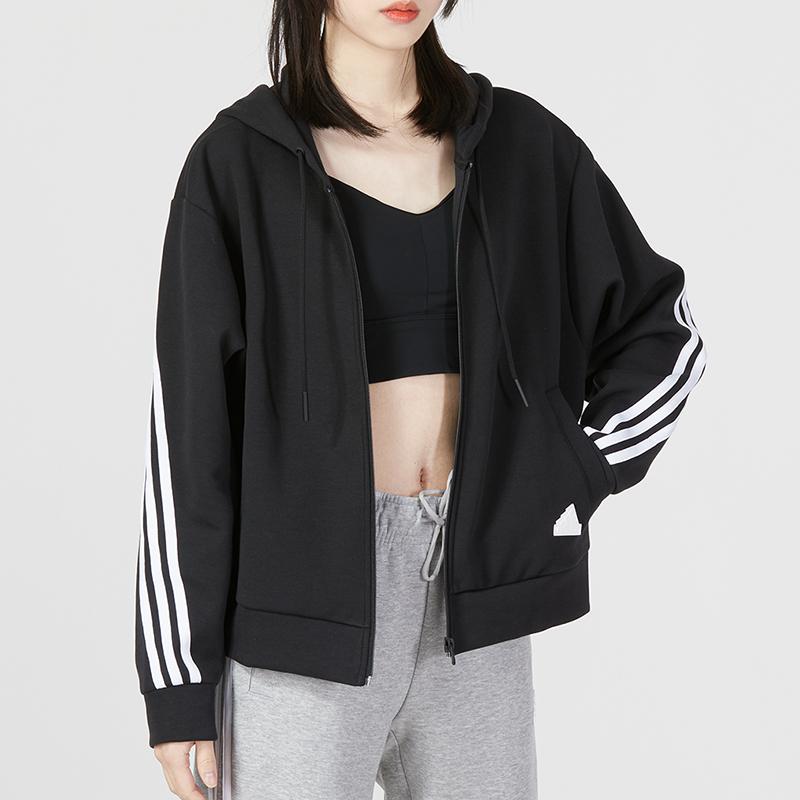 Adidas Толстовка с капюшоном Essentials с 3 полосками и молнией во всю длину, черная HT4715