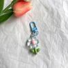 Colored Flowers Key Chain Transparent Flowers Pendant Key Ring Backpack Charms Car Decoration Bag Accessories