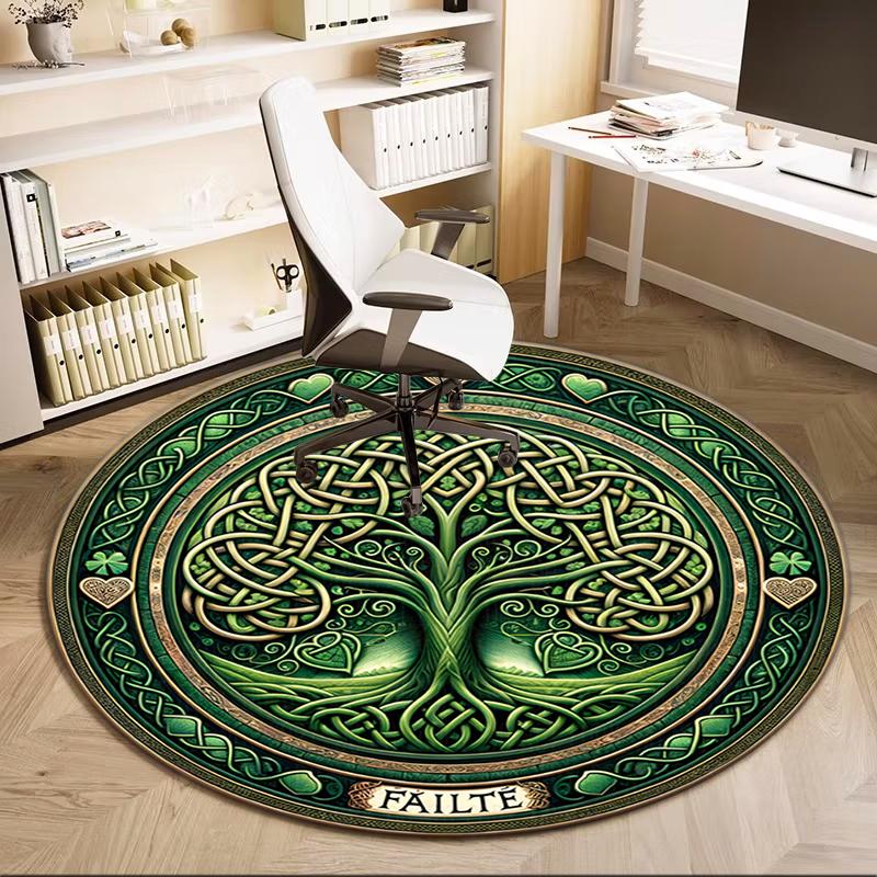 1Pc Celtic Tree of Life theme Printed circular carpet, home door mat, outdoor travel protection carpet A16