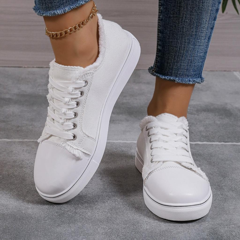 New Pattern Women's Lace-up Canvas Shoes Autumn Flat Casual Shoes Denim Printed Flower Ladies Sneakers Woman Sports Shoes