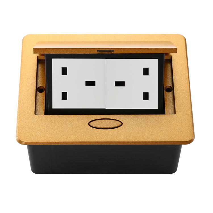 Gold Recessed European Standard Pop-up Desktop Socket for Network and German Power