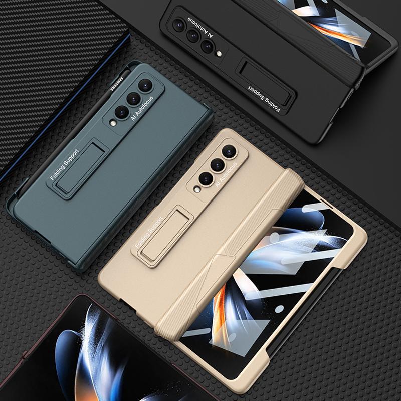 Magnetic Hinge Protection Screen Protector Cover For Samsung Galaxy Z Fold 4 Z Fold 5 Z Fold 3 5G Case with Pen Holder Slot and Stand Bracket