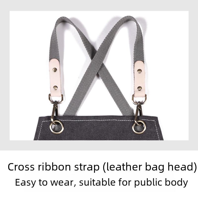 Фартук из холста с цветочным логотипом для молочного чая, выпечки, кухни и парикмахерской - утолщенный, для мужчин и женщин