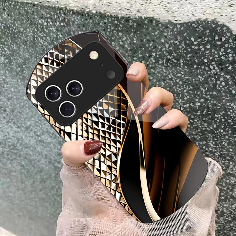 Абстрактная Геометрия Искусство Для iPhone 17 16 15 14 Pro 13 Plus 12 mini 11 Pro Max XR X S 7 8 Эллиптический Закаленный Стеклянный Чехол для Телефона