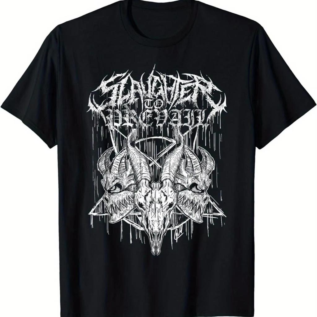 Футболка Slaughter To Prevail Графическая Футболка с Коротким Рукавом Унисекс Мужская Женская Летняя Мужская Футболка Черная Повседневная С Круглым Вырезом Хлопковая Футболка