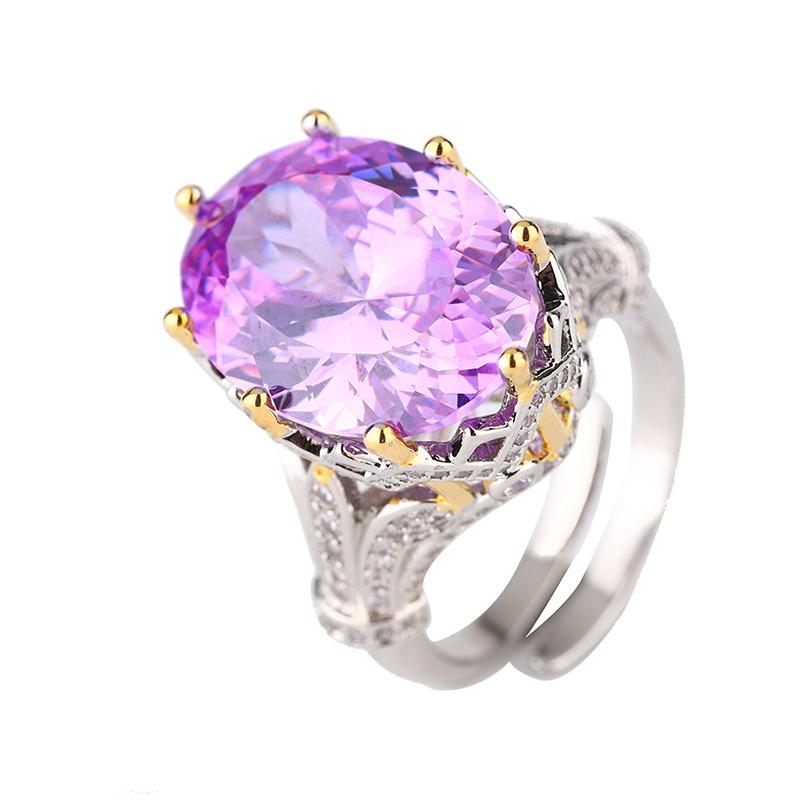 Ювелирное кольцо с имитацией огранки «Птичье гнездо» с фиолетовым литием и светящимся порошком из циркония, желтого цвета с циркониевым покрытием, открывающееся кольцо для женщин, модное женское пригородное кольцо