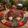 Indoor Christmas Door Mat Round 3D Rug, Optical Illusion Area Santa Gnome Non-slip Carpet for Kids Pattern, Holiday Floor Living Room Entryway