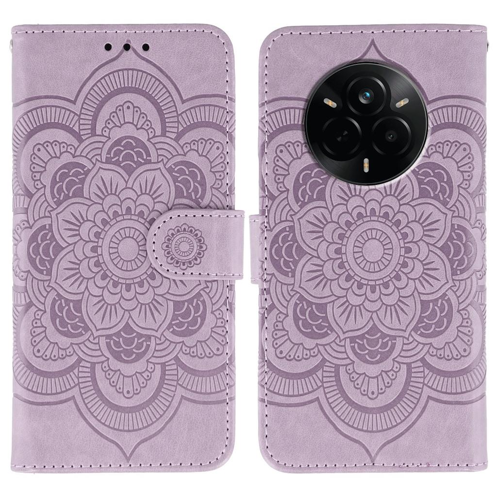 For Realme 14 Pro 5G Case PU Leather Mandala Imprinted Design Wallet Phone Cover