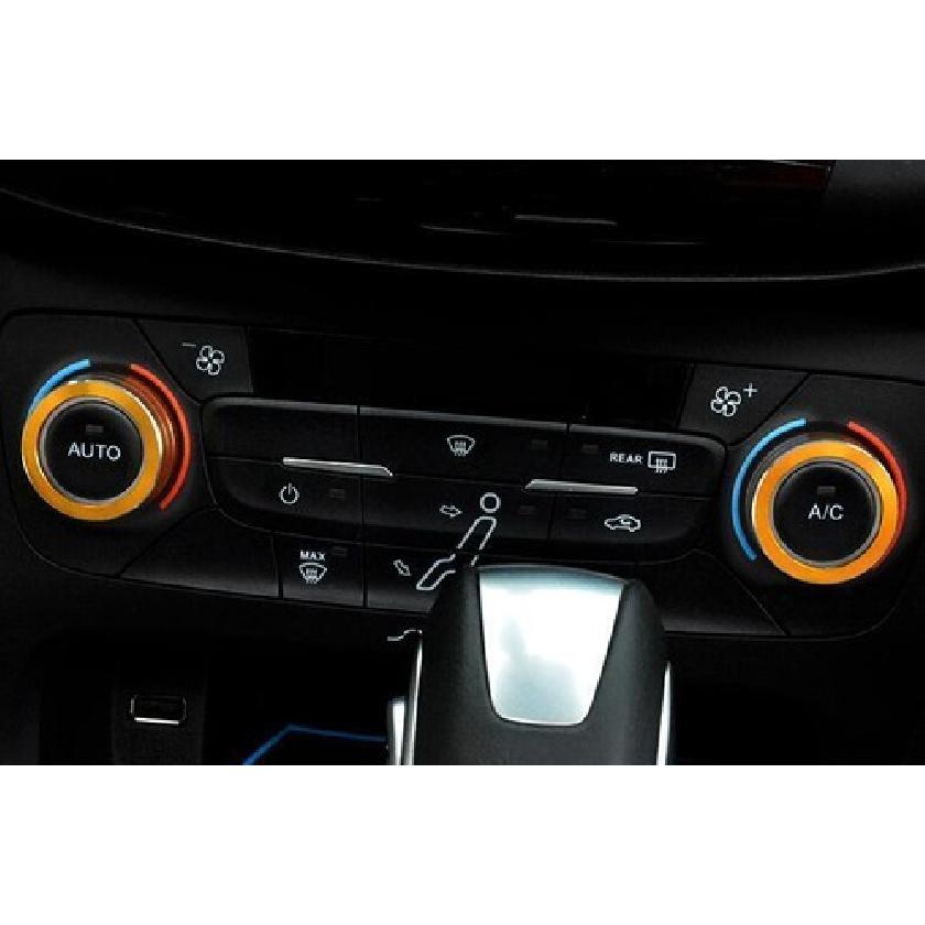 2PCS Yellow Aluminum For Ford Focus 2015-2018 Cover Trim Middle Console AC Knob