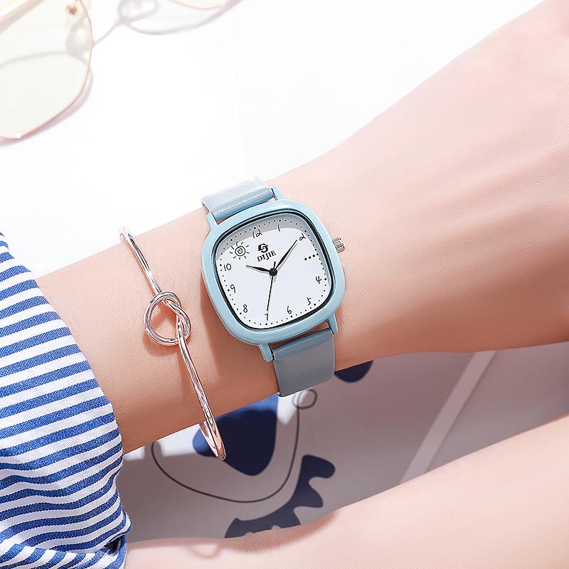 Кварцевые часы в стиле преппи, осветляющие кожу, унисекс, минималистичные, квадратные, для пар, наручные, для студентов