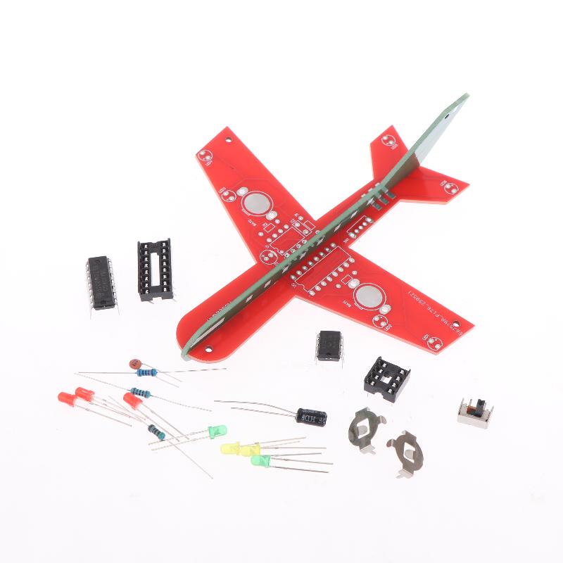 1 Set Flashing Led Pcb Diy Electronic Kit Small Airplane Cd4017 Flow Lamp Welding Practice Electronic Science Assembly Kit