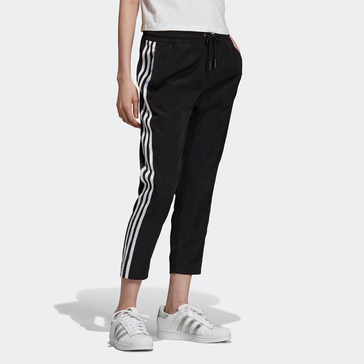 adidas Оригинальные ретро повседневные брюки прямого кроя с кружевной шнуровкой по бокам Женские брюки Черный DY3864