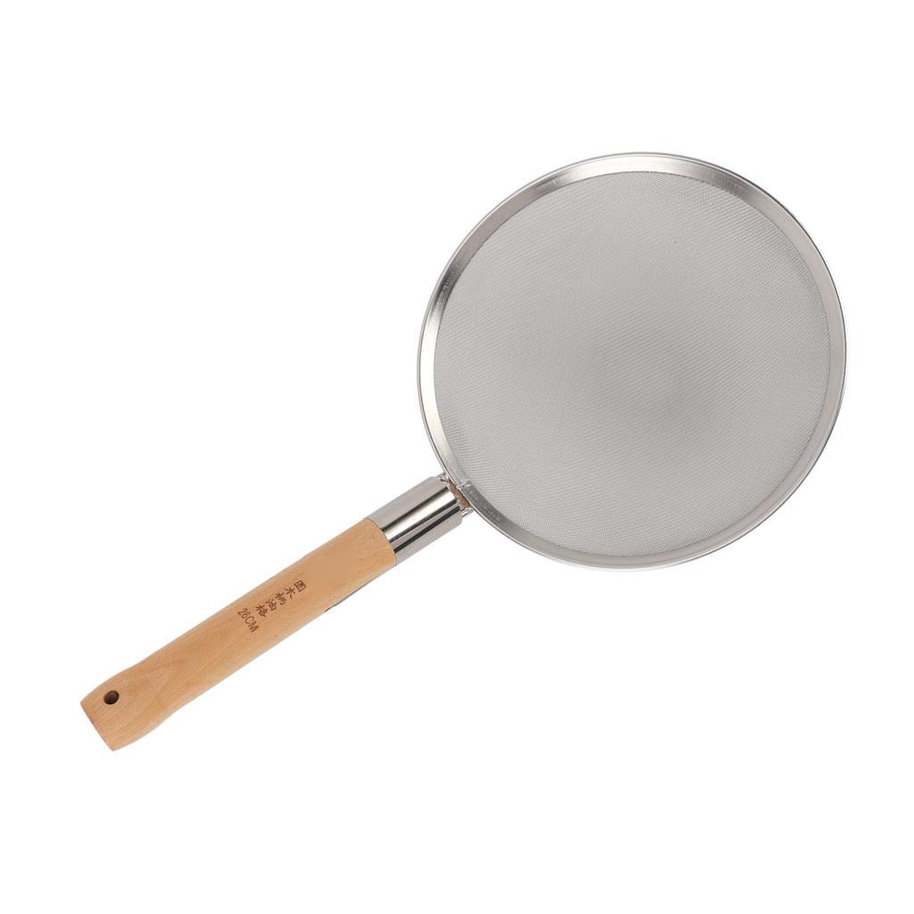 Шумовка с мелкой сеткой и деревянной ручкой из нержавеющей стали 304, легкая, портативная, большая, с прорезями