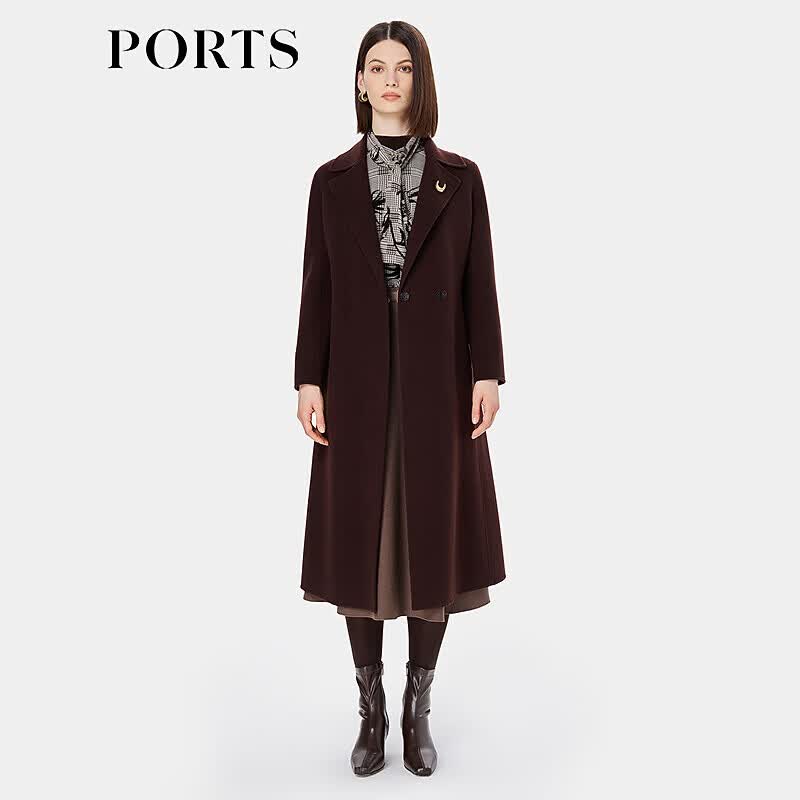 Ports Женское двустороннее шерстяное пальто каштанового цвета